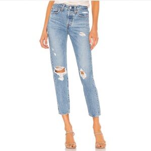 LEVIS WOMENS WEDGIE STRAIGHT JEANS DISTRESSED 27